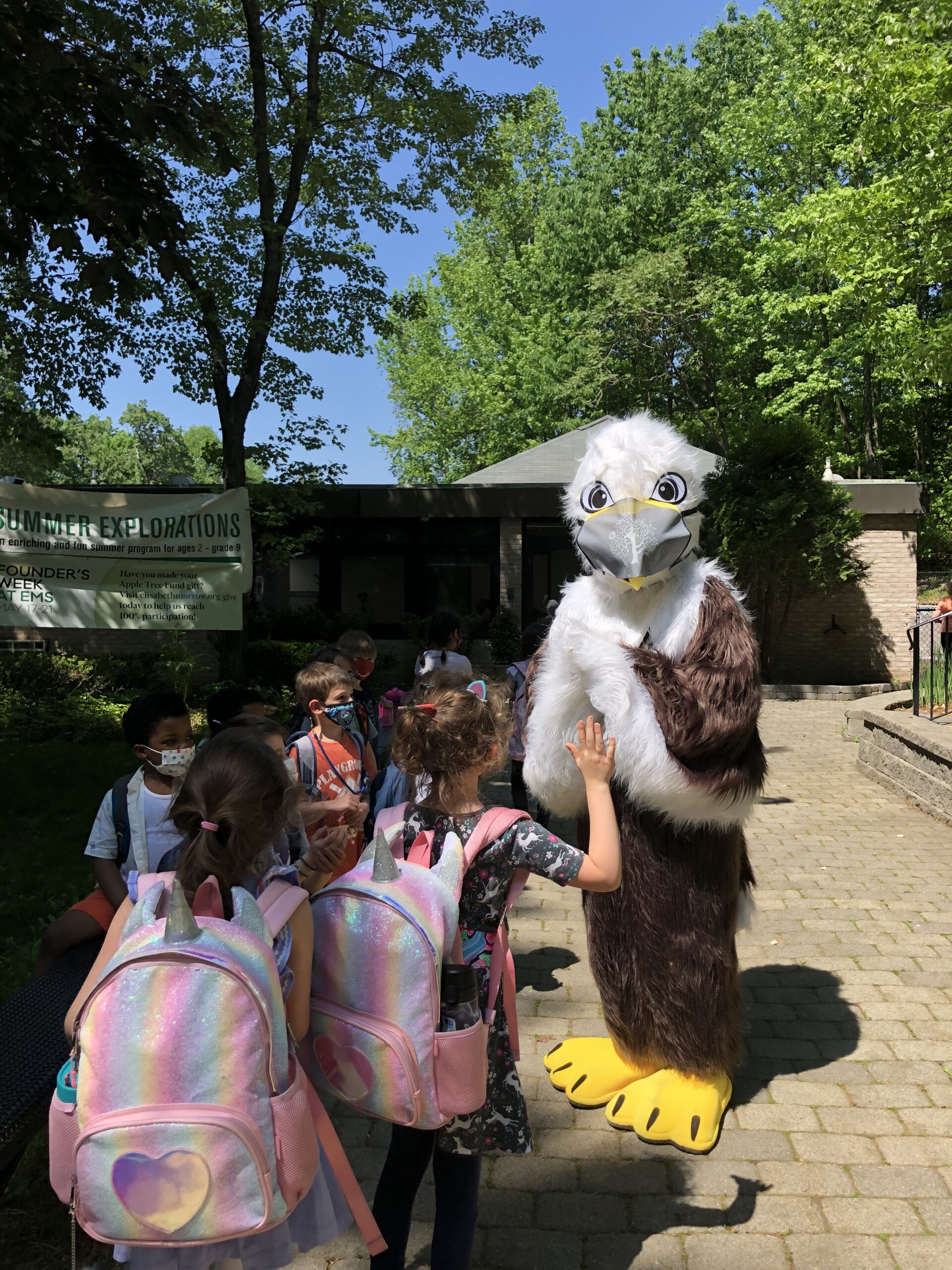 EMS eagle greeting students